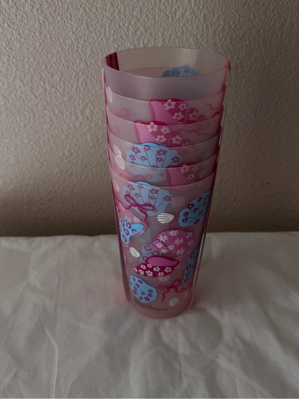 Pink Floral Shell Disposable Party Cups - Pack of 6
